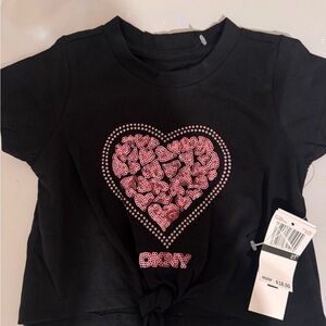 DKNY Black Tee with Pink Heart Design